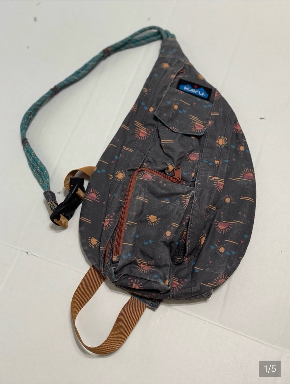 KAVU Rope Bag Sling Backpack Sunset Print